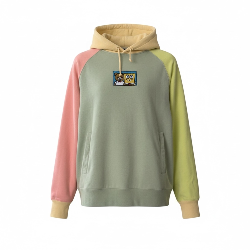 TEDDY FRESH x SPONGEBOB 2020 LIMITED EDITION Colorblock Unisex Hoodie EUC S